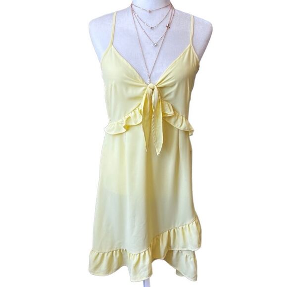 Vero Moda ruffled summer dress yellow size medium - Picture 1 of 16